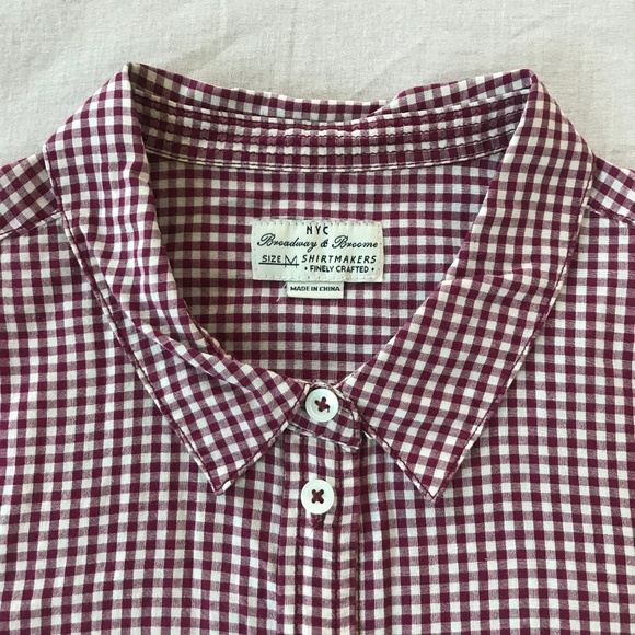 Bergundy & Creme Baby Gingham Button-Down - M - Picture 3 of 5